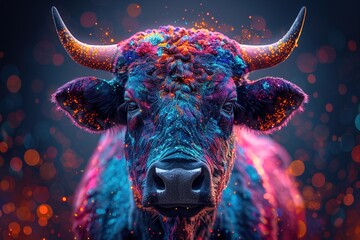 taurus zodiac sign with intergalactic elements and background, perfect for astrology ads and articles