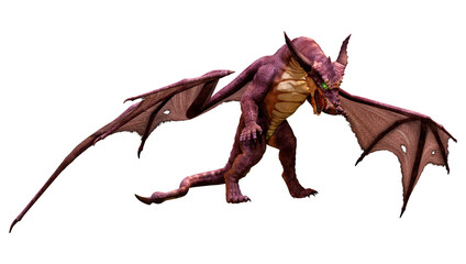 3D Rendering Fairy Tale Dragon on White
