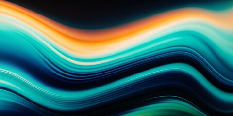 Fototapeta premium Vibrant orange, teal, and white psychedelic grainy gradient waves on a black background, perfect for a music cover or dance party poster design,generative ai
