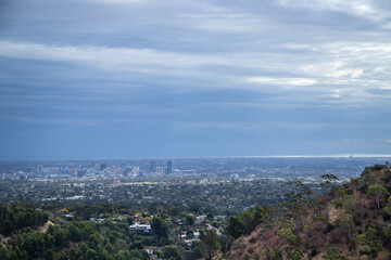 Panoramic view of the city of Adelaide, Australia, view from the hills
