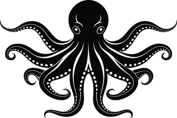 octopus silhouette, octopus icon vector illustration