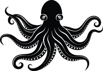 octopus silhouette, octopus icon vector illustration