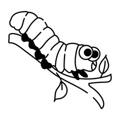 A hand drawn icon of caterpillar insect
