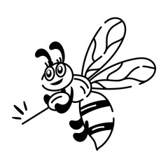 A doodle style icon of flying wasp 