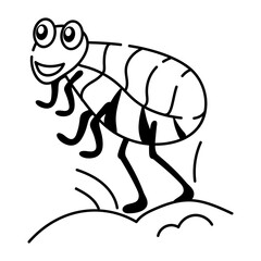 A doodle style icon of smiling flea 