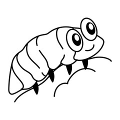 Cute doodle icon of a smiling woodlouse 