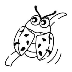 Tortoise beetle icon in doodle style 