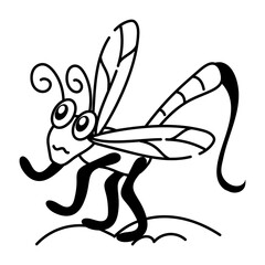 Ichneumon wasp, doodle style icon 