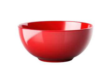 Red Bowl. A classic red bowl sits on a white background, ready to be filled with delicious food. 