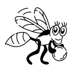 A hand drawn icon of mud wasp 