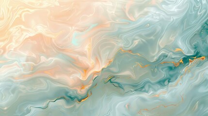 Obraz premium Soft peach and turquoise wallpaper delicate patterns and muted gold accents