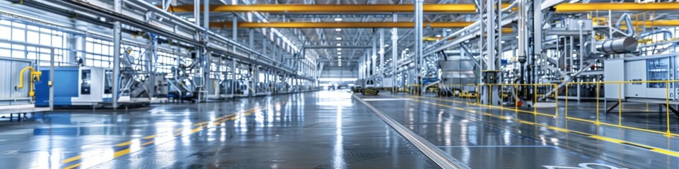 Obraz premium Modern Eco-Factory with Green Manufacturing Practices, Highlighting Sustainable Development and Continuous Improvement Strategies.