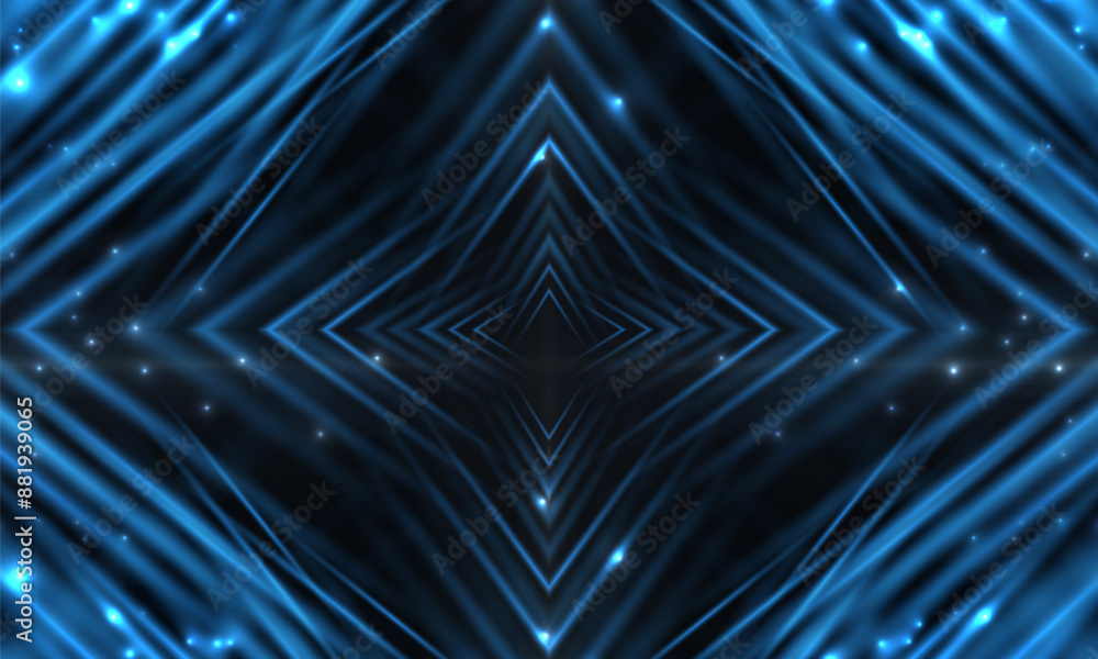 Poster Abstract futuristic dark blue background with dynamic glowing lines and sparkles. Vector illustration