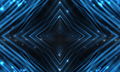 Abstract futuristic dark blue background with dynamic glowing lines and sparkles. Vector illustration