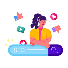 A flat style illustration of seo marketing 