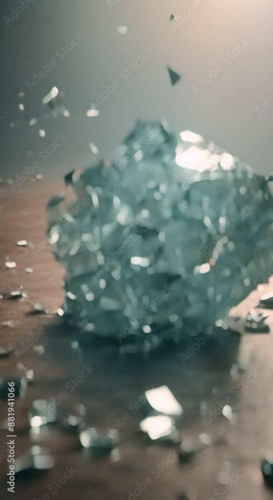 Poster a close up of a pile of broken glass concept of fragility and vulnerability as the broken pieces of 