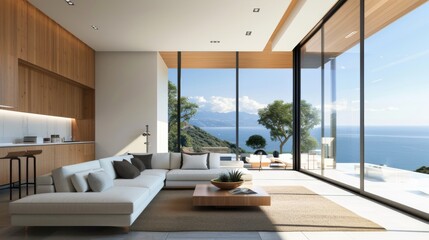 Modern Living Room with Ocean View
