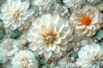 Obraz premium Floral Arrangement of Creamy White Dahlias
