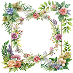  Botanical Frames - Floral and leaf borders and frames on a transparent background. 
