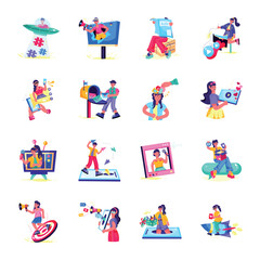 Fototapeta premium Collection of 16 Marketing Flat Illustrations