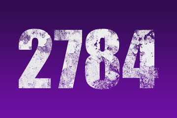 flat white grunge number of 2784 on purple background.	