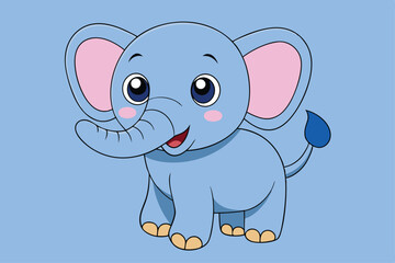Cartoon Cute Baby Elephant - Adorable and Playful Vector Illustration