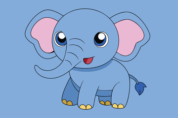 Cartoon Cute Baby Elephant - Adorable and Playful Vector Illustration