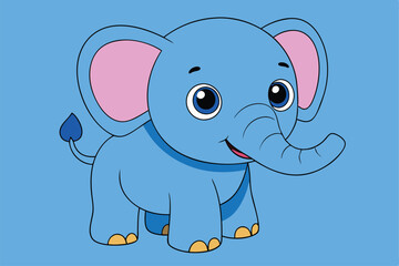 Cartoon Cute Baby Elephant - Adorable and Playful Vector Illustration