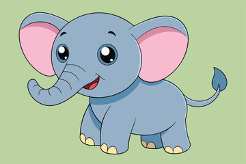 Cartoon Cute Baby Elephant - Adorable and Playful Vector Illustration