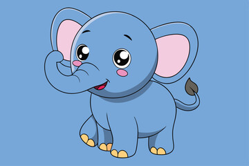 Cartoon Cute Baby Elephant - Adorable and Playful Vector Illustration