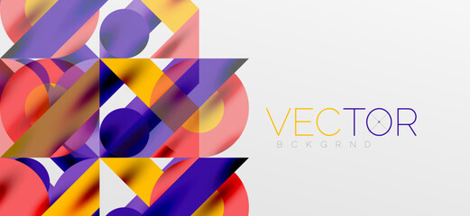 Circles and shadows. Colorful round elements with triangles, semi circles and other shapes. Vector Illustration For Wallpaper, Banner, Background, Card, Book Illustration, landing page