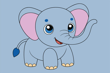 Cartoon Cute Baby Elephant - Adorable and Playful Vector Illustration