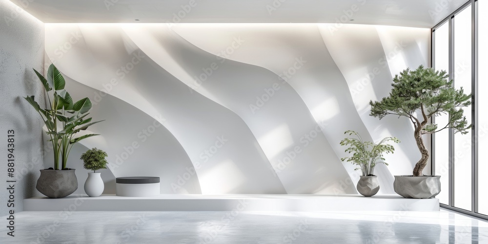 Poster white background with minimalist patterns