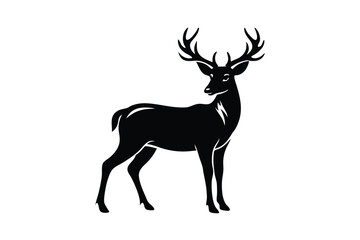 Deer Silhouette - Elegant Wildlife Animal Vector Design. 