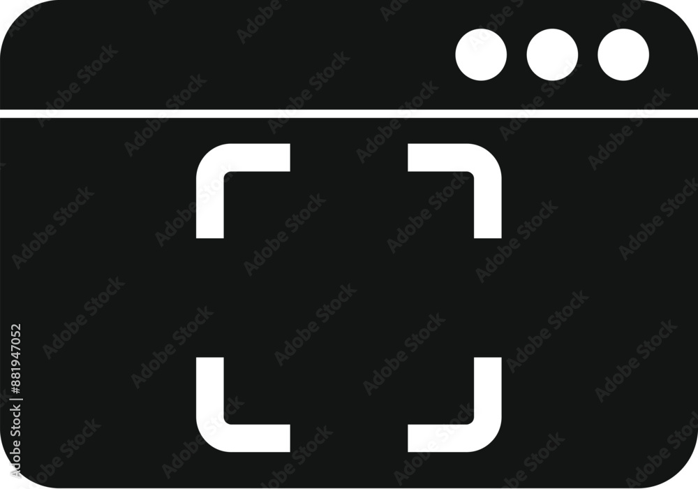 Poster simple black icon of a web browser window with a focusing screen, representing the concept of online