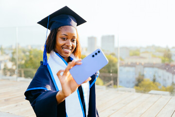 Young African woman student takes selfie