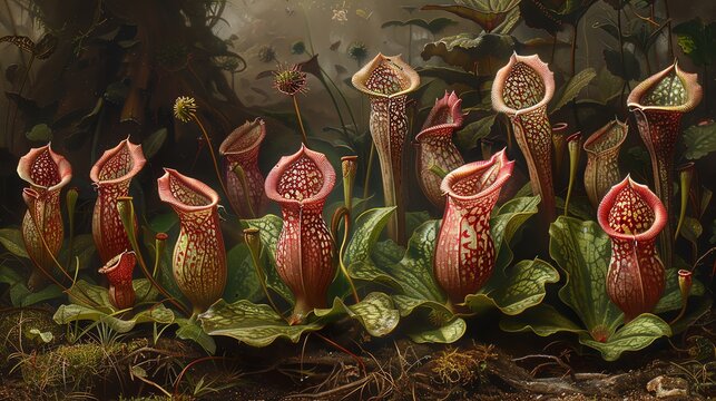 Carnivorous Plants in a Dark Forest.