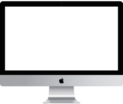 Realistic mockups of the new iMac 27 inch blank screen personal made by Apple Computers, transparent screen, silver color. Apple iMac 27" Retina display PNG image	