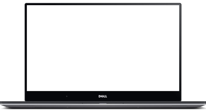 Dell XPS 15 inch laptop realistic mockup Transparent PNG. Black notebook mock up