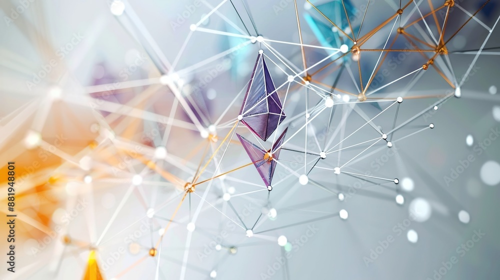 Aufkleber financial market analysis with bitcoin and ethereum price trends on blockchain graph against white b