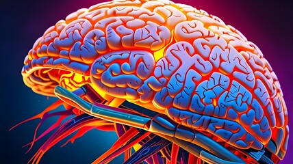 Vibrant  human  Brain Background Highlighting Cerebral Cortex Layers for Cognitive Function Study