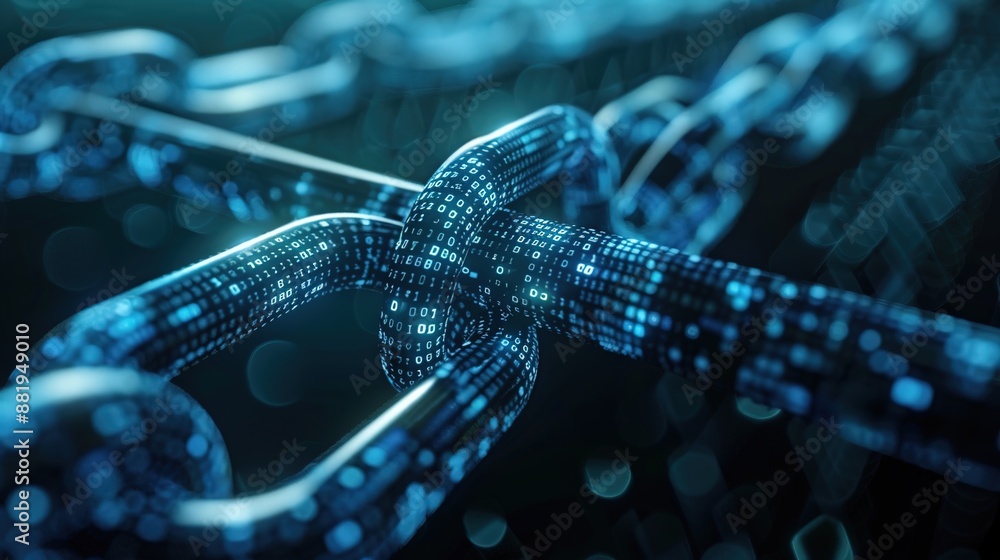 Poster detailed macro view of cryptocurrency blockchain market graph analysis concept