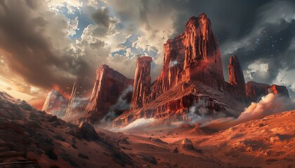 Fototapeta premium desert mountain in arches national park on a sunny day