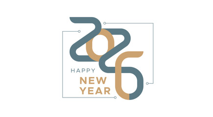 2026 text. New year 2026 minimalist with serial number style. Happy new year 2026. design template for new year celebration. 2026 calendar