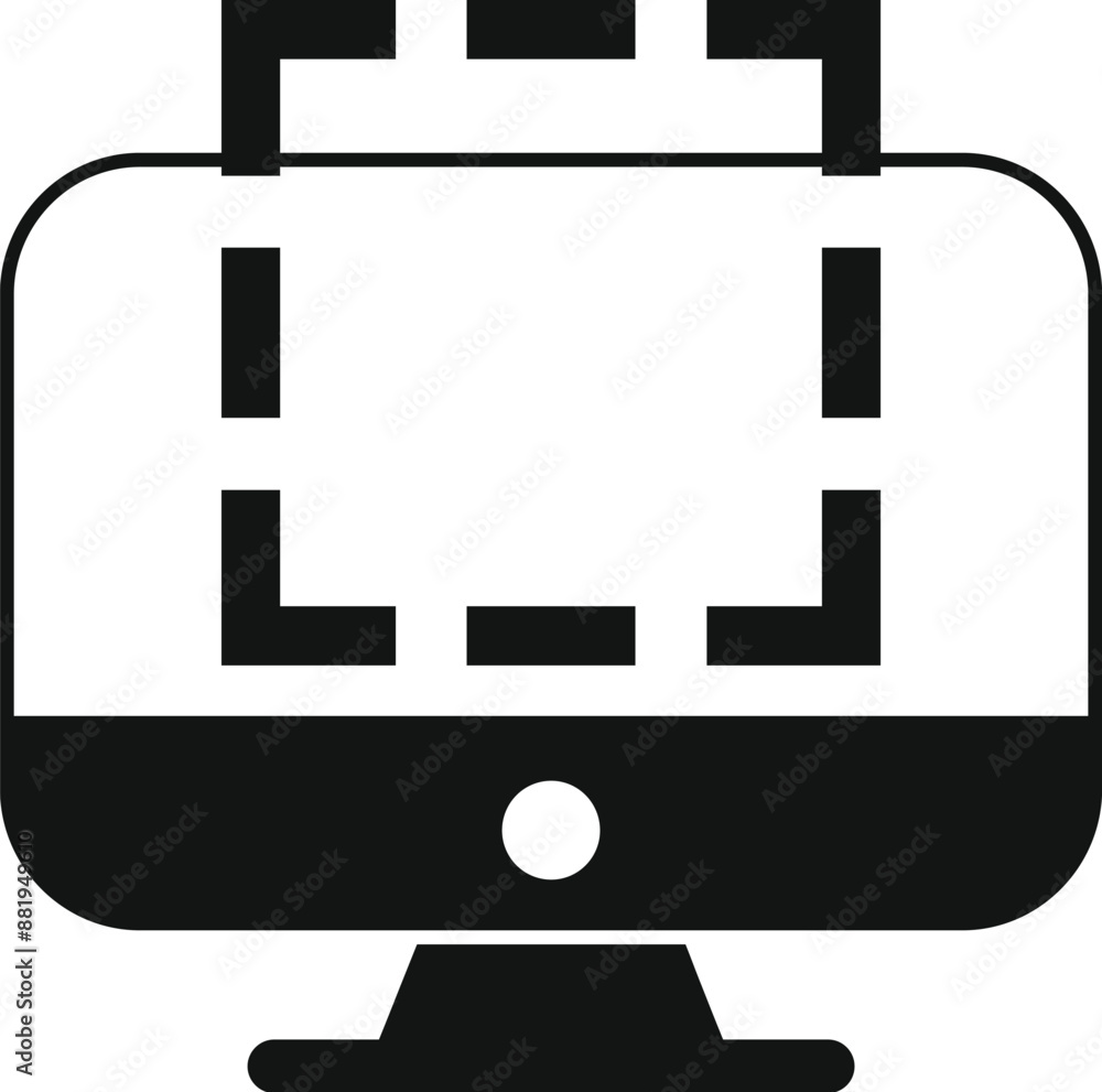 Poster black and white icon of a computer monitor with image editing software interface