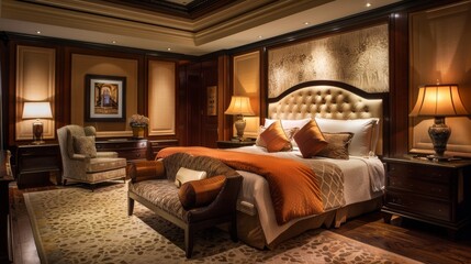 Luxurious Bedroom Interior with Warm Lighting
