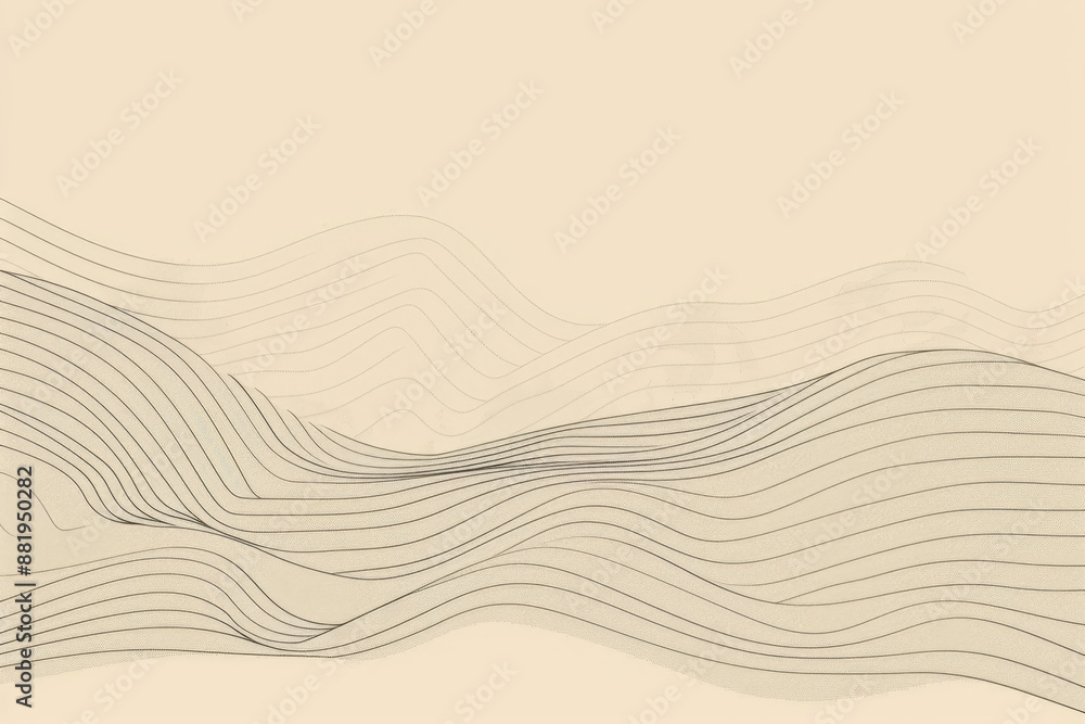 Poster abstract minimal background with wavy lines flowing on a soft pastel gradient, creating a sense of e