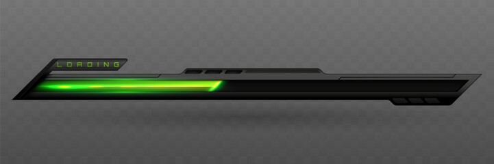 Futuristic Loading Progress Bar with Metallic Black and Neon Green Color for UI Designs