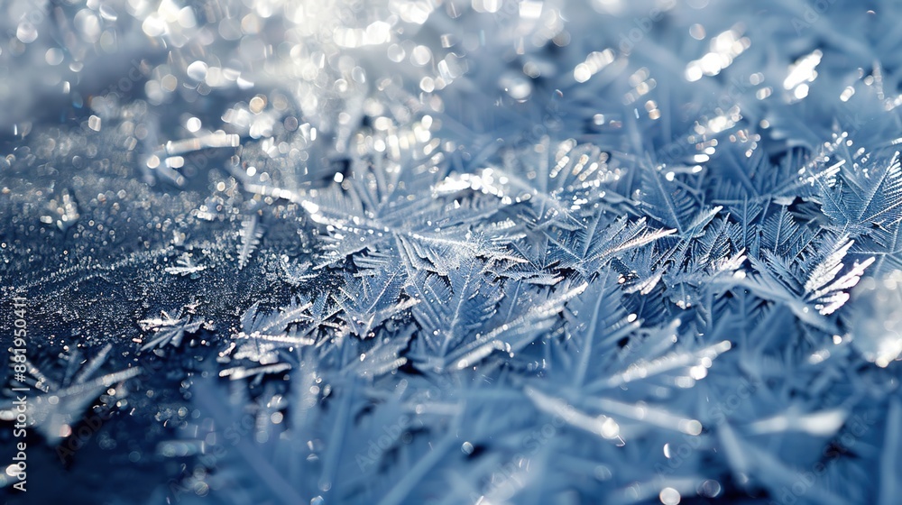 Poster frozen beauty: abstract close-up of melting ice crystals creating intricate patterns and textures