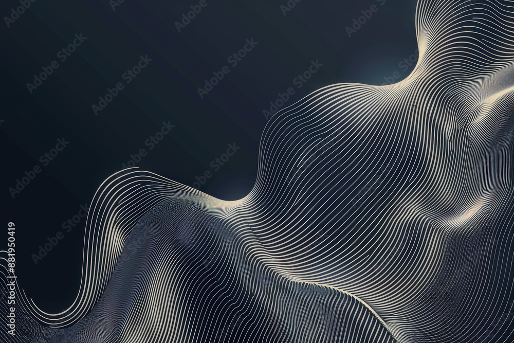 Poster abstract background featuring wavy lines flowing across a dark backdrop, creating a sense of movemen